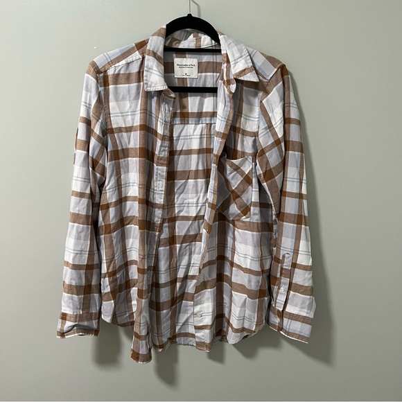 Abercrombie Light Blue Plaid Flannel - Picture 3 of 5